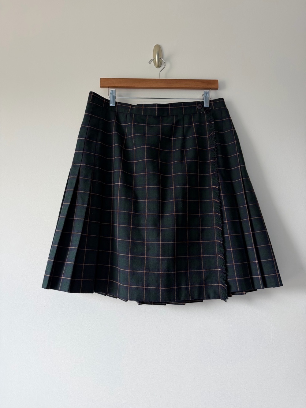 Dark Green Plaid Pleated Mini Skirt